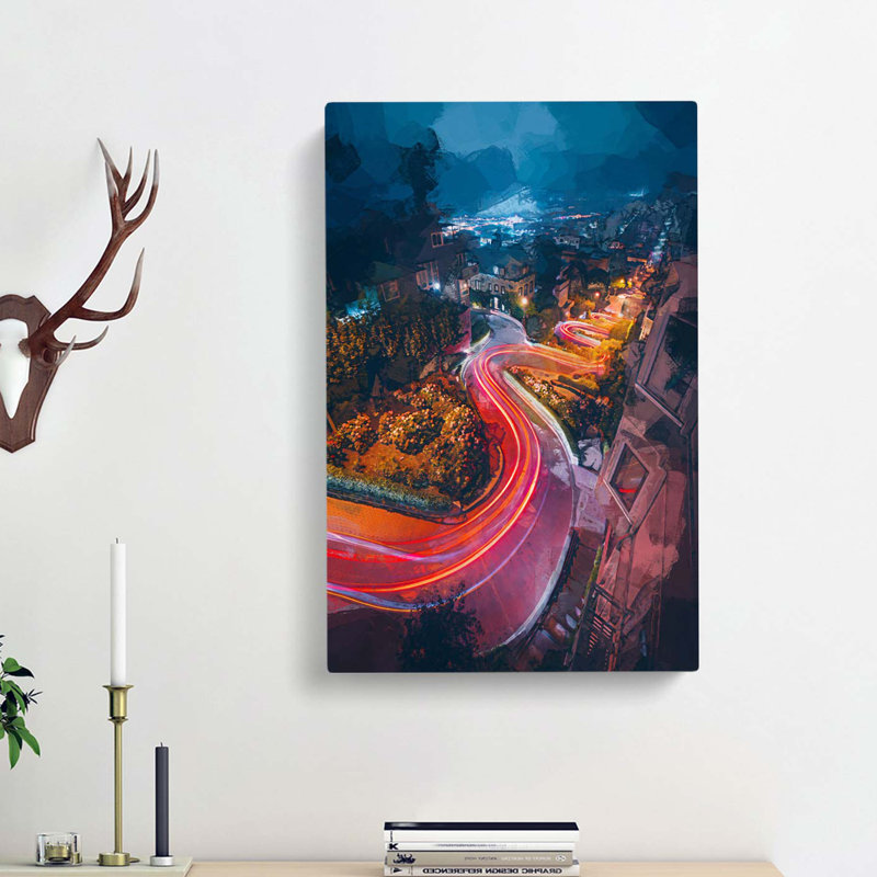 Top of Lombard Street in San Francisco in Abstract - Wrapped Canvas, 50cm H x 35cm W x 3cm D