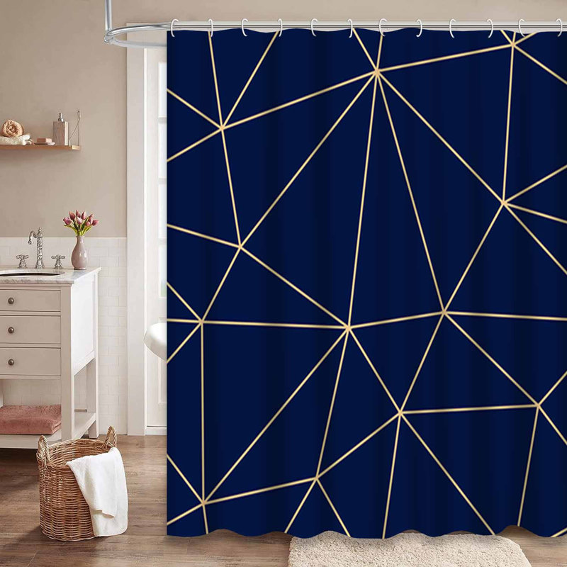 Rideau de douche sans soudure à motif géométrique avec 12 crochets, L 72 po x l 72 po