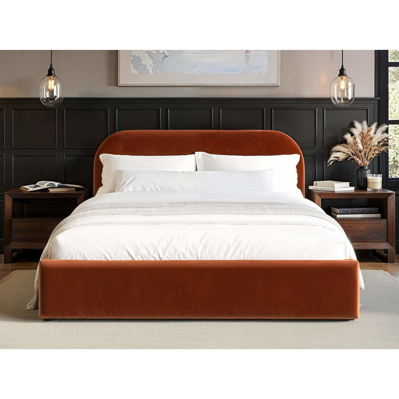 Upholstered Velvet Ottoman Bed, Double