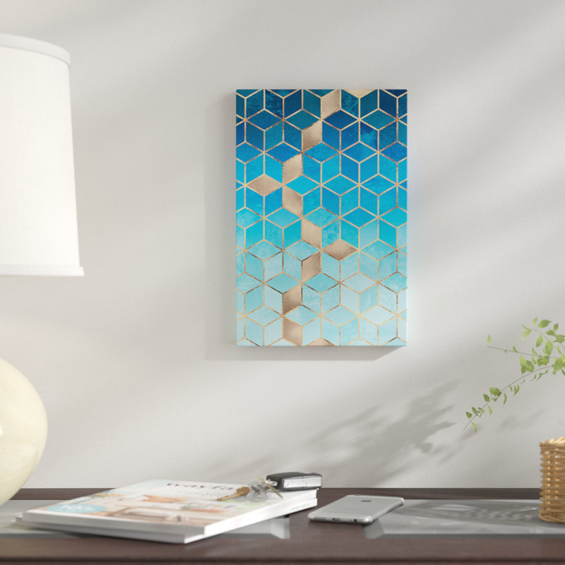 «Sea and Sky Cubes», impression sur toile, H 60 po x l 40po x P 1,5 po, Toile tendue, Pas de tapis