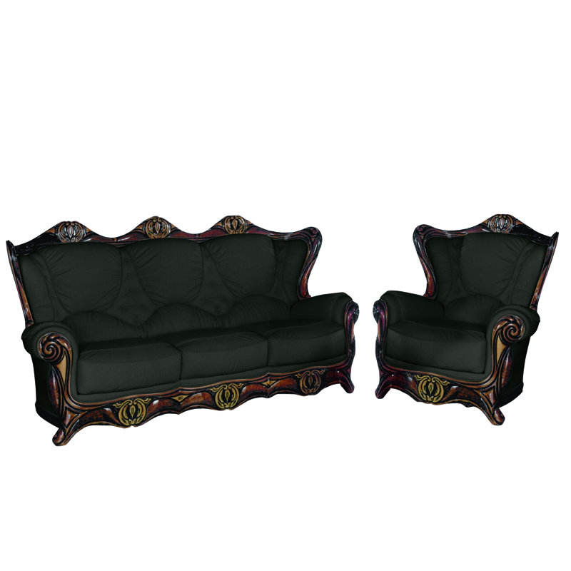 Dodington 2 - Piece Faux Leather Living Room Set, Black