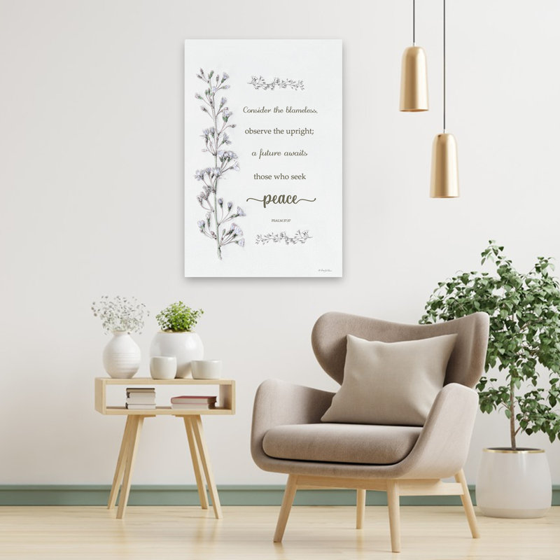 «Seek Peace - Contemporary Psalm 3737 Peace», citation lumineuse, art floral, H 36 po x l 24 po