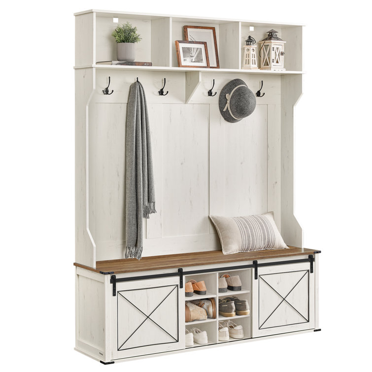 Hall Tree 59.1" Wide with Bench and Shoe Storage