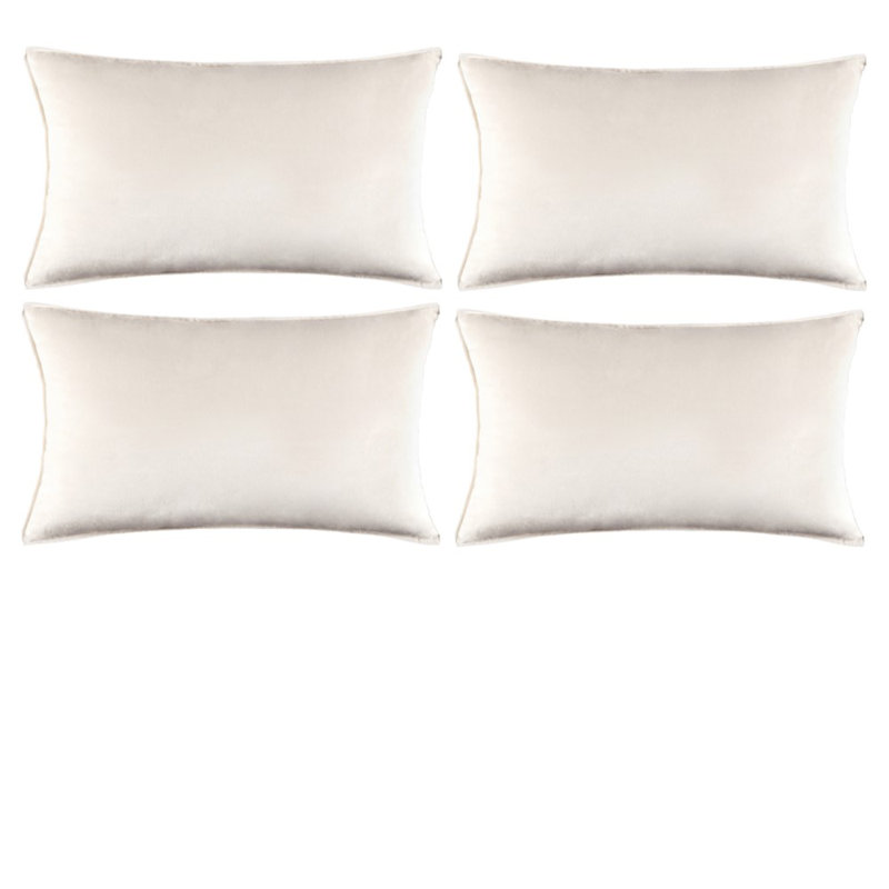 Ensemble de 4 housses de coussin en velours, Blanc, H 20 po x l 20 po, Polyester