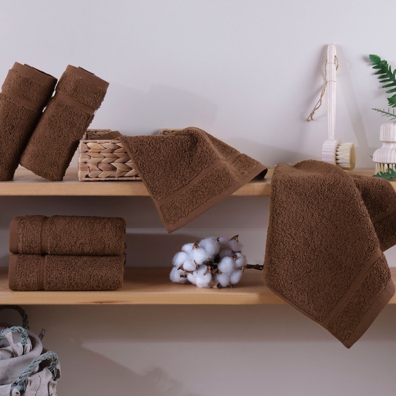 Washcloth Linen Set Premium Original Turkish Cotton, Hotel Quality for Maximum Softness & Absorbency for Face, Hand, Kitchen & Cleaning (Brown, Washcloth Set)