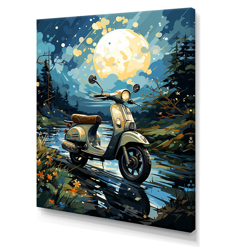 Impression sur toile Urban Nightly Scooter Vibes, H 20 po x l 12 po x P 1 po, Toile tendue