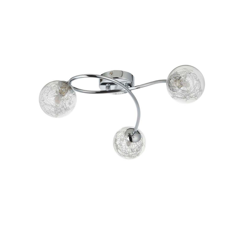 Glass Flush Mount, 3 Lights,  16" H x 53" W x 53" D