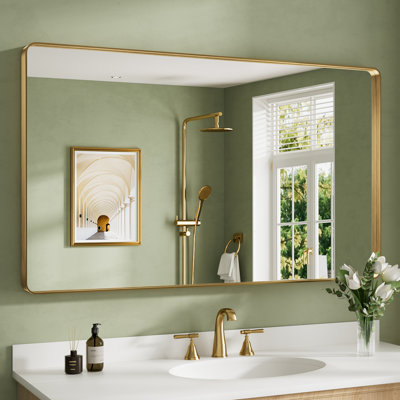 Llesenia Mirror with HD Tempered Glass and Aluminum Alloy Frame, French Cleat Wall-Mounted Bathroom Vanity Mirror