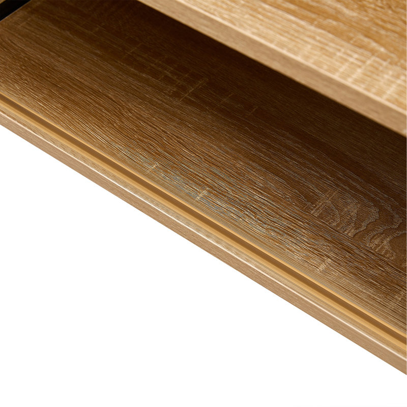 Table basse de 40,16 po en rotin, porte coulissante pour rangement, pieds en métal, table de salon moderne, naturel