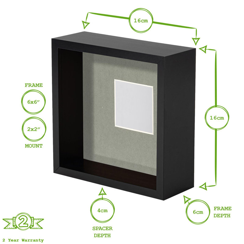 Nicola Spring - 3D Deep Box Photo Frames, 5cm x 5cm, Light Wood/Black