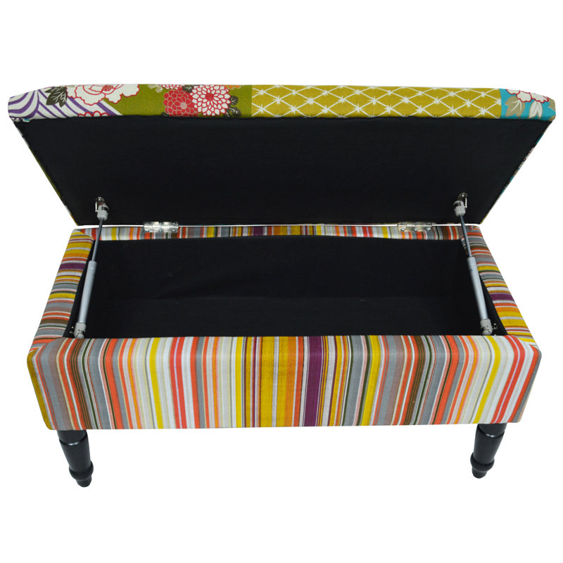 Ceri 82cm Wide Rectangle Patchwork Standard Ottoman with Storage