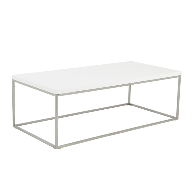 Kylie 47" Metal Coffee Table, Wihte, Silver