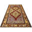 Tapis unique en laine noué à la main de style années 1960 de 3 pi 7 po x 7 pi en rouge / jaune / mauve / noir