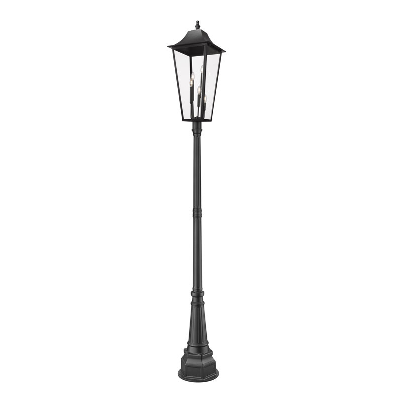 Gannon 5 Light Outdoor Post Mounted Fixture in Black, 122.25'' H x 16'' W x 16'' D