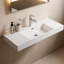 Lavabo de salle de bain en résine blanche brillante de 48 pouces avec robinet monotrou