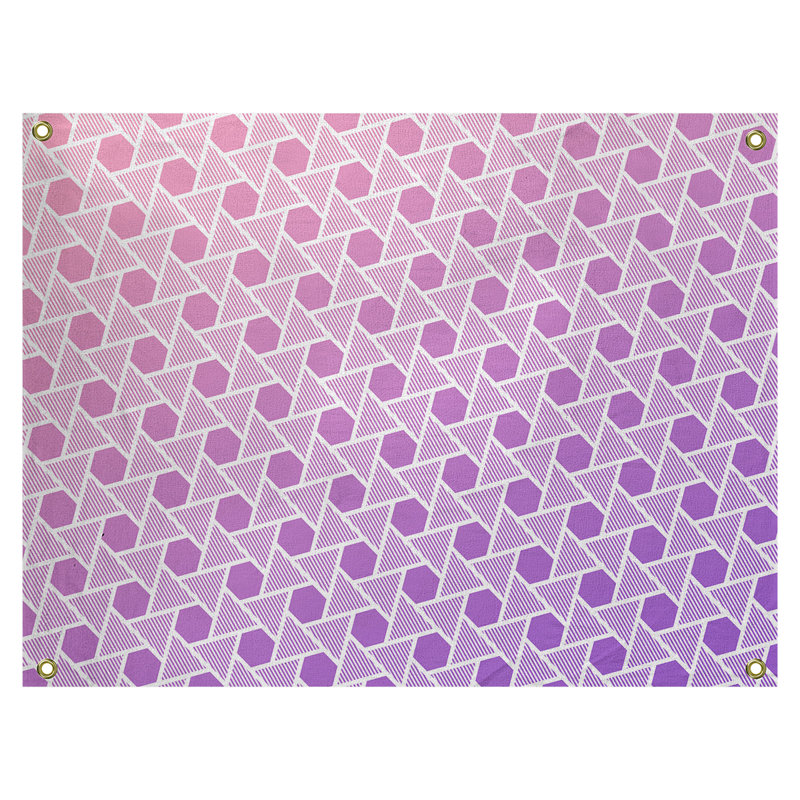 Tapisserie murale hexagonales et triangles, H 26 po x l 36 po, Rose / Mauve