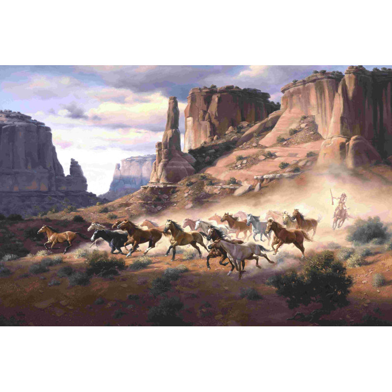Grès et chevaux volés, H 20 po x l 30 po x P 1,25 po