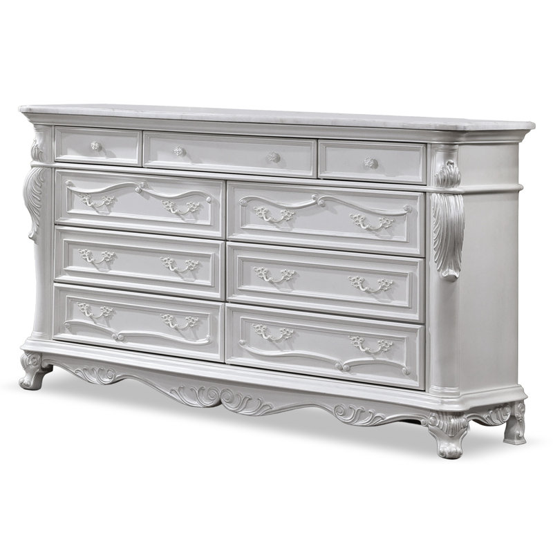 Commode 9 tiroirs Micala, Blanc