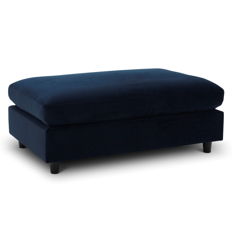 Repose-pieds rectangulaire rembourré 45 po Fleetwood, Velours performance indigo Haven