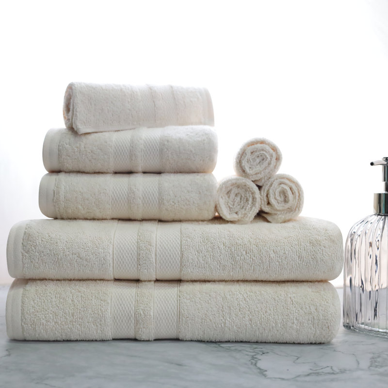 Blue Nile Mills Calista Ultra Soft & Ultra Absorbent 8-Piece 100% Cotton Towel Set, Ivory