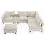Canapé modulaire surdimensionné avec rangement mobile et console - 6 sièges, tissu chenille, larges coussins en mousse pure, siège pour porte-gobelet, poches amovibles,