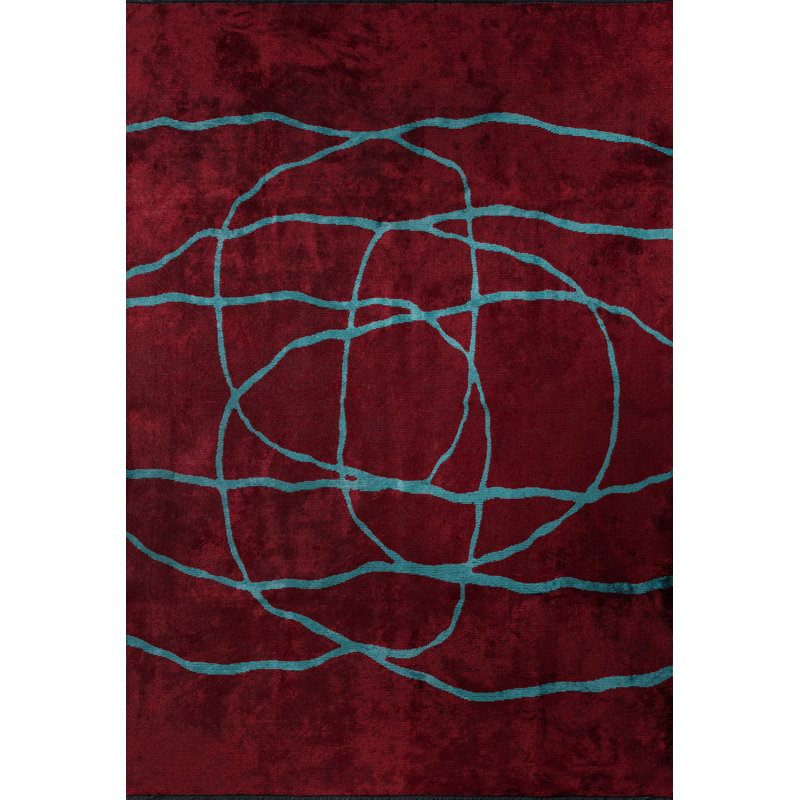 Rapture Green/Red Abstract Luxury Area Rug, Rectangle 7'10" x 11'2"
