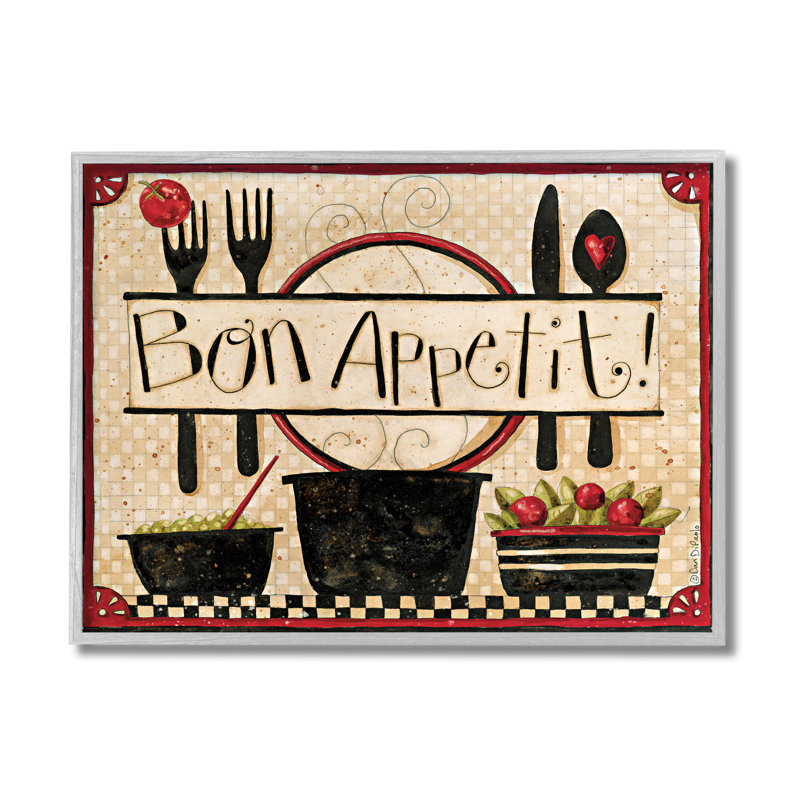 AC-564, "bon appetit", ensemble de cuisine rétro et charme par Dan DiPaolo-impression, H 16 po x l 20 po x 1,5 po