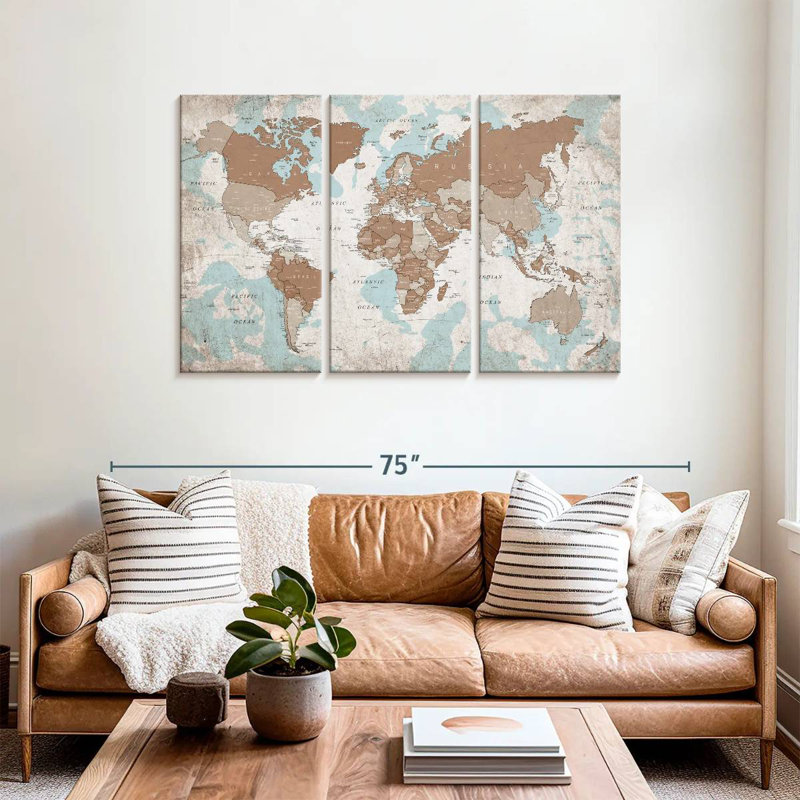 Keiri Geographic World Map VI, 36" H x 57" W
