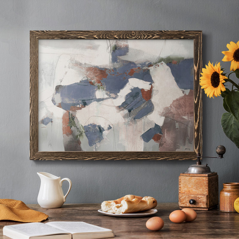 «Blue Abstract», reproduction sur toile flottante, Noyer, H 26 po x l 38 po x P 1,5 po