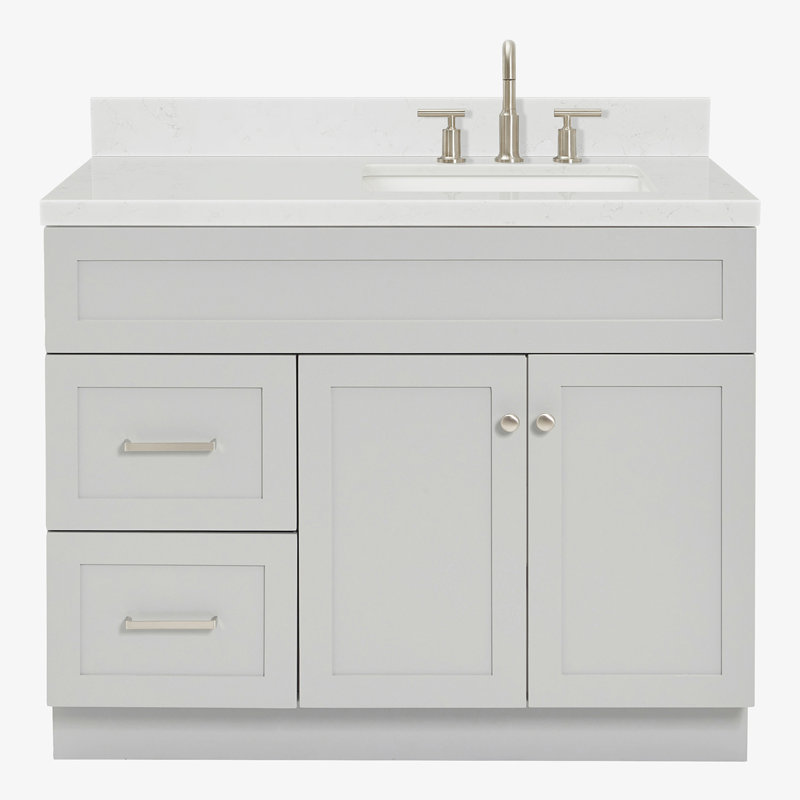 Hamlet 42.25'' Bathroom Vanity with Carrara Quartz Top, Gray