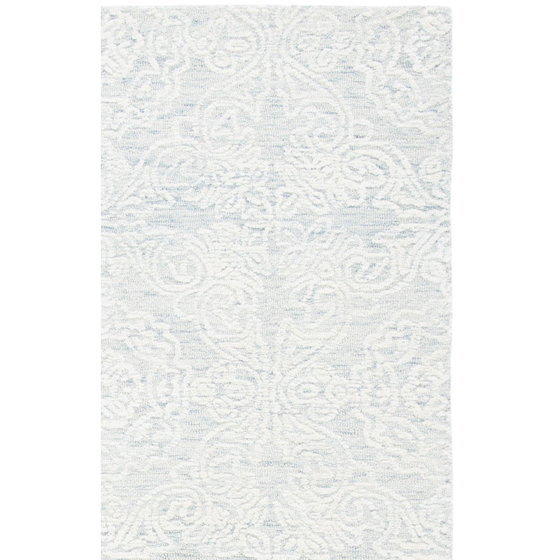 Tapis gris clair / ivoire en laine touffeté à la main Fernandina, Tapis de couloir 2 pi 3 po x 8 pi
