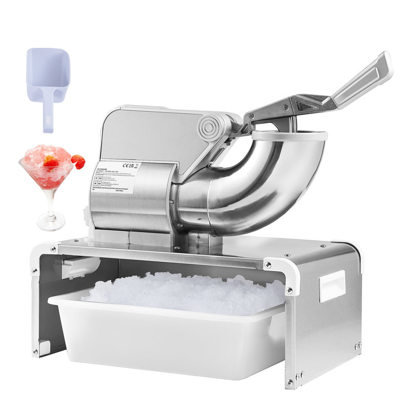 Broyeur à glace électrique robuste - Machine à glace pilée en acier inoxydable 300W avec 4 pales pour cornets de neige et margaritas