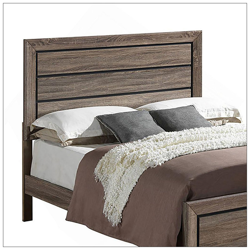 Grand lit à panneau taupe délavé au charme rustique et au design contemporain, parfait pour les chambres modernes