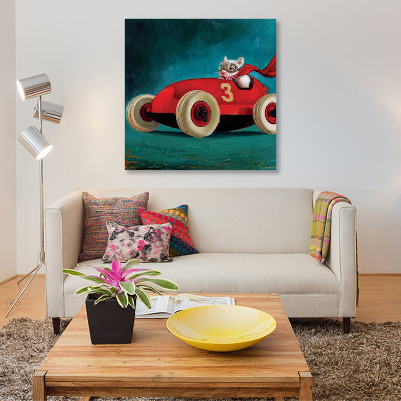 « speed racer », art sur toile, H 12 po x l 12 po x P 1,5 po, Toile tendue, Pas de tapis