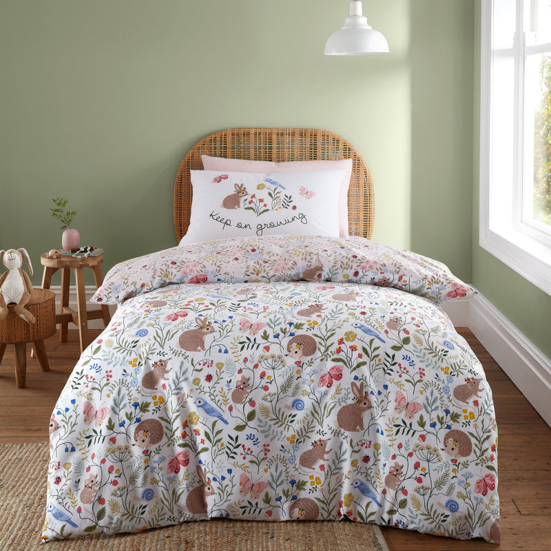 Amyia Cotton Blend Standard Fitted Sheet, Single (3'), White/Green/Yellow
