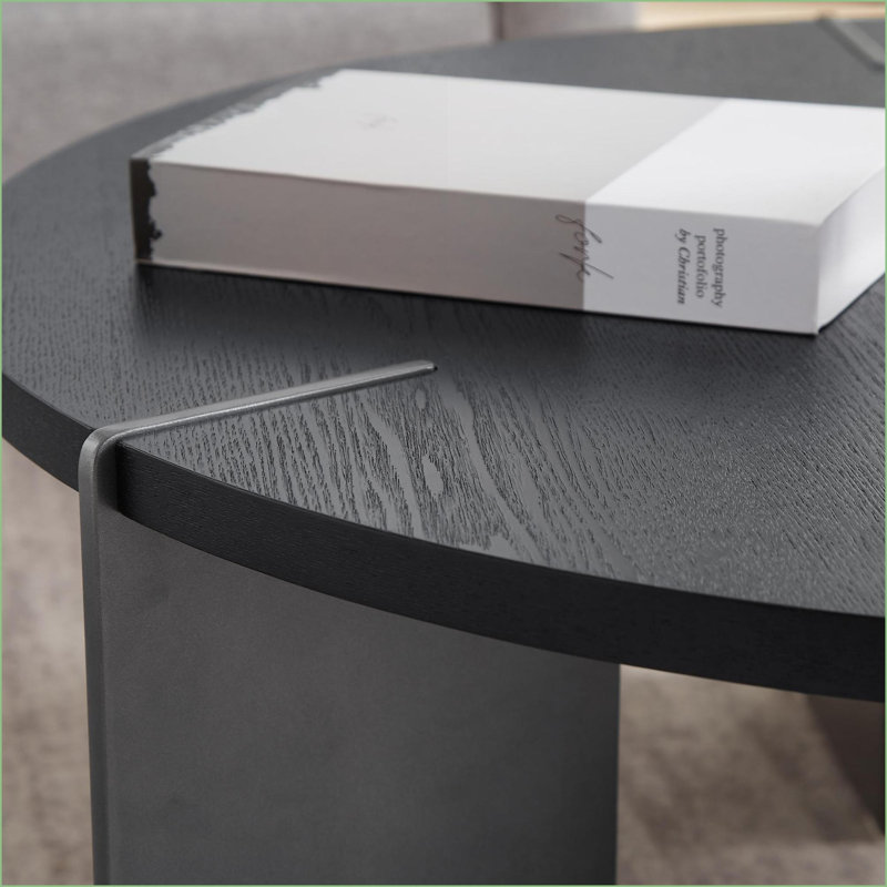 Table basse moderne en chêne noir pour le salon, plateau facile à nettoyer et amp; Structure en métal robuste, Noir