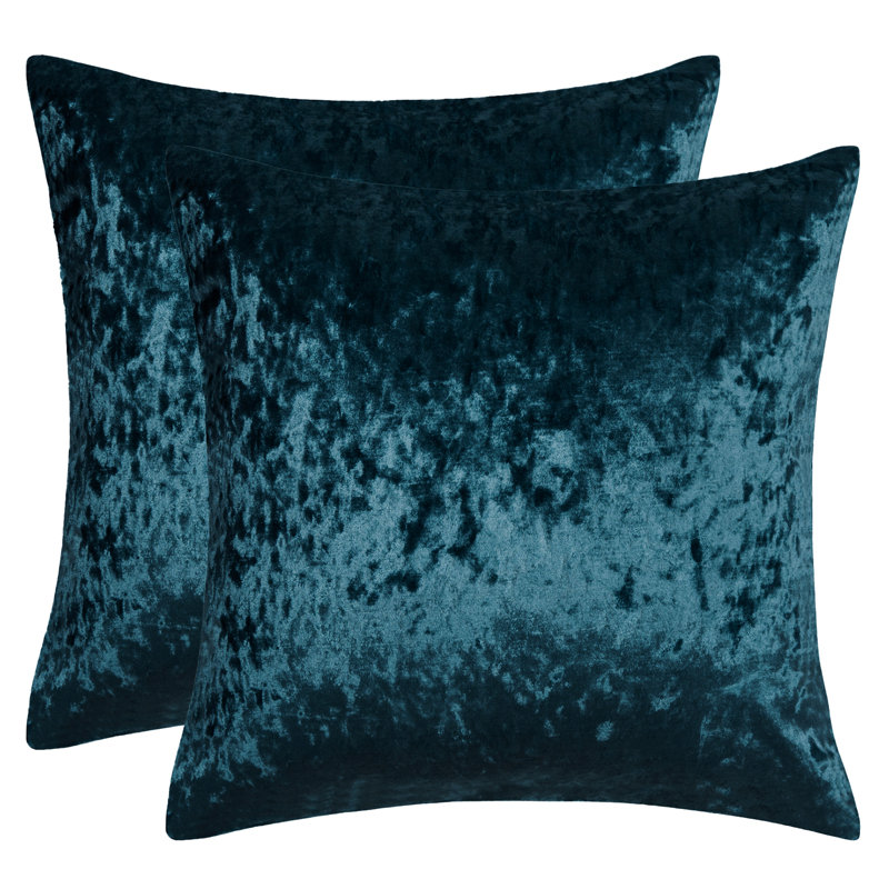 Velvet Reversible Throw Pillow, 18" H x 18" W, Sea Blue