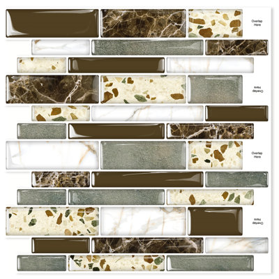 Carrelage mosaïque auto-adhésif en gel l 12 po x L 12 po (ensemble de 10)