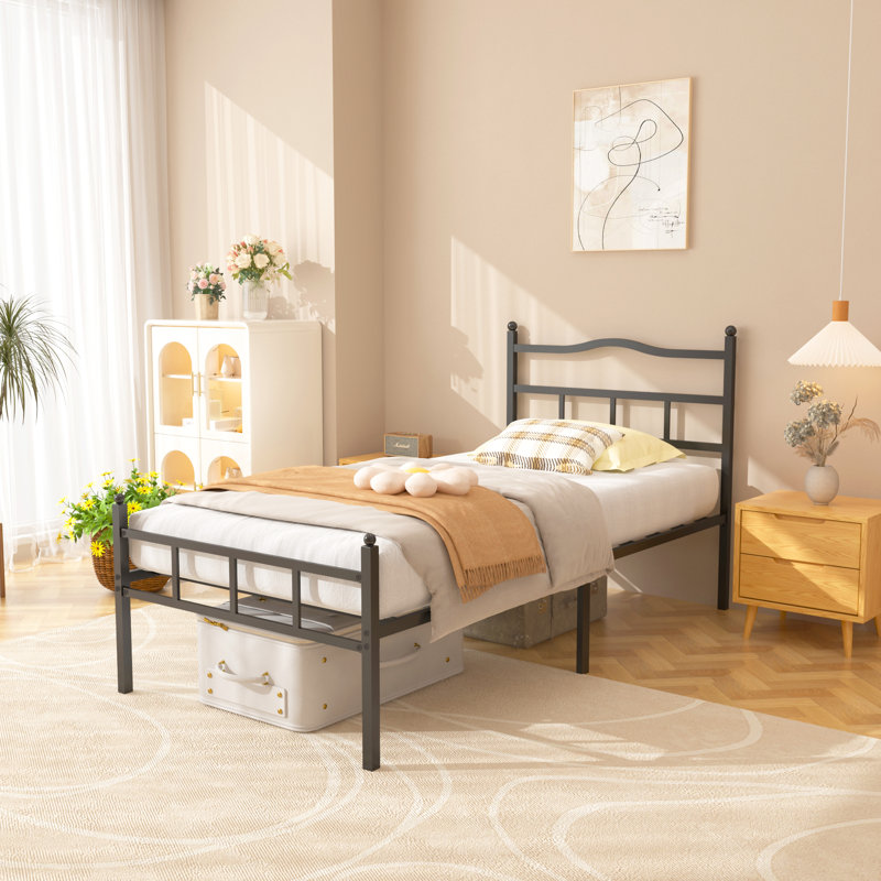 Metal Bed Frame With Headboard Twin Sized, Twin