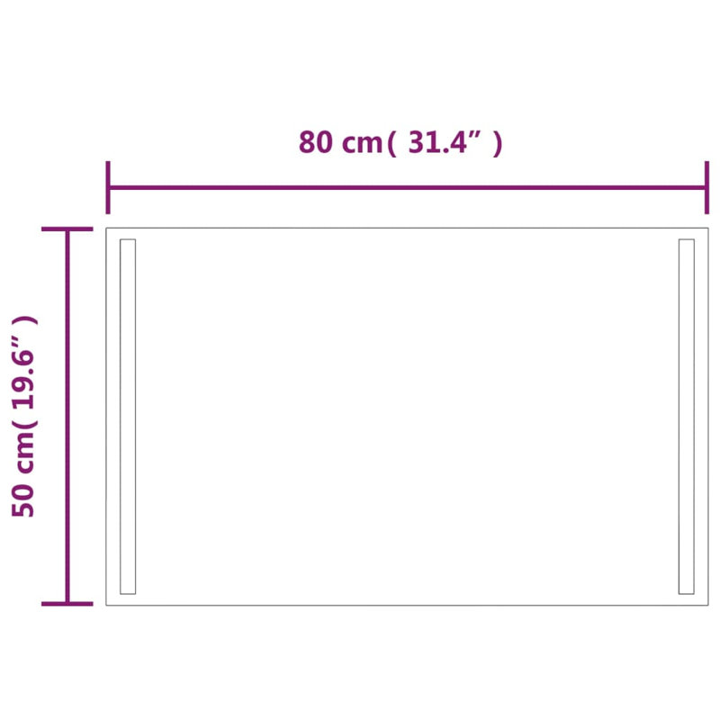 Kareny Flat Wall Mirror, 50 cm H x 80 cm W