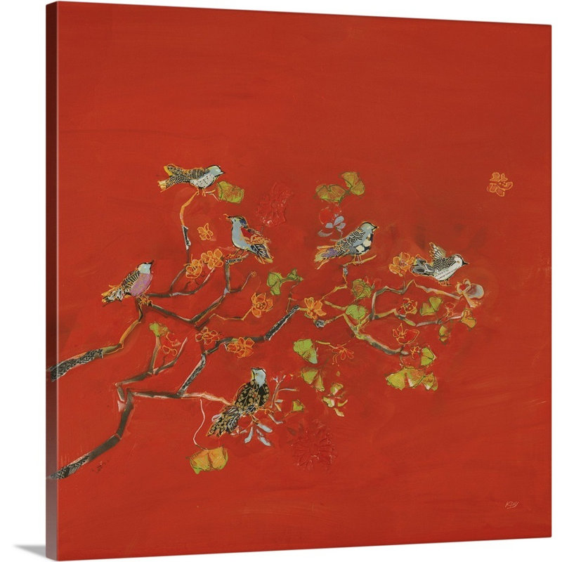 Reproduction d’art sur toile, "Bird Party" par Kellie Day, H 20 po x l 20 po x P 1,25 po, Toile tendue