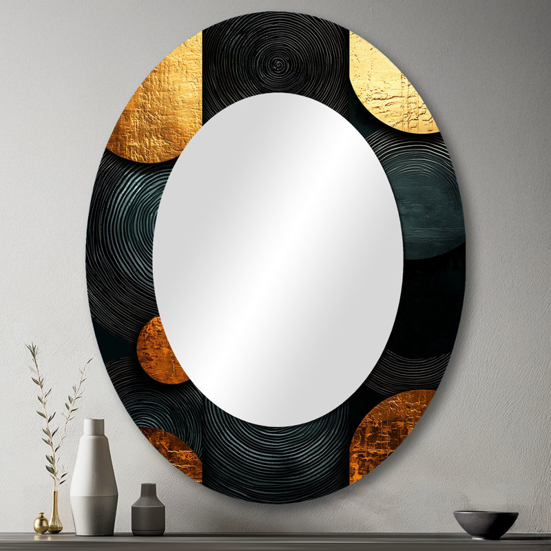 Geometric Art Decor Essential Forms I - Modern Oval Wall Mirror, 43" x 33"