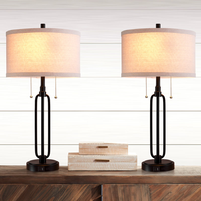 26" Metal USB & Type-C Modern Table Lamp