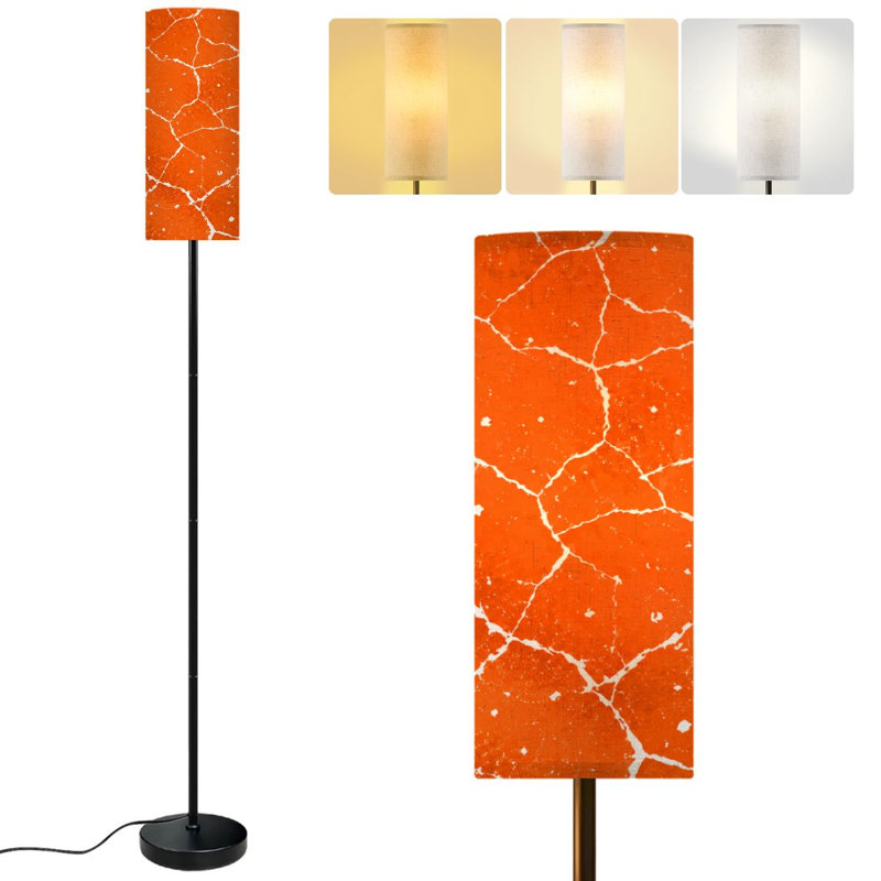  68.5" Standing Floor Lamp Beautiful stone backgrounds Stone surface stone Dimmable Metal Pole Lamp with Linen Lampshade LED Bulb Included