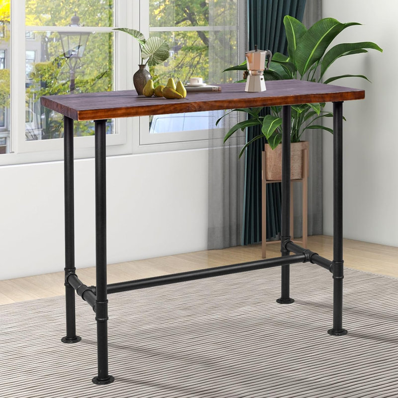 Winnipeg Pine Solid Wood Top Dining Table, Brown, 41.3"H x 43.3"L x 19.7"W