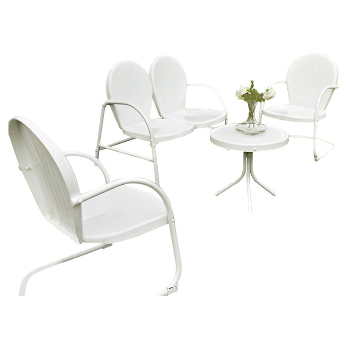Burley 4 Piece Sofa Seating Group, White Gloss