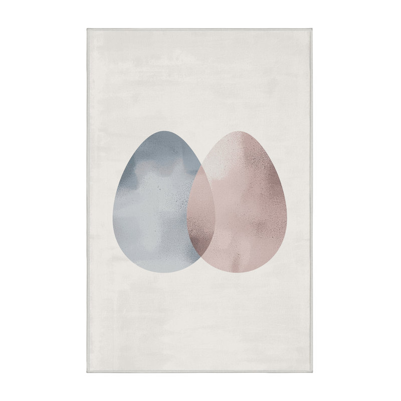 Machine Washable Norridge Easter Modern & Contemporary Abstract Rug in Beige – White Binding, 2x4