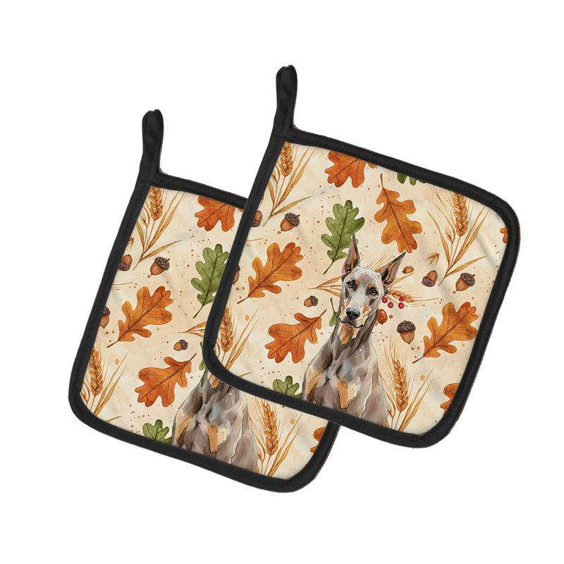 Paire de porte-casseroles Fawn Doberman Pinscher Heirloom Fall