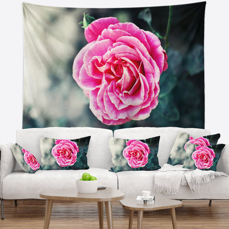 Tapisserie de style floral rose rouge, H 50 po x l 60 po