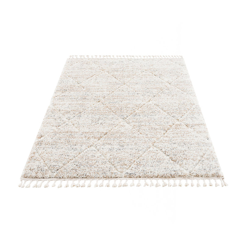 Tapis à motif de treillis Talas crème, Rectangle 5 pi 3 po x 7 pi